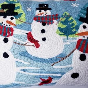 PIER 1 SET OF 2 Christmas Snowman Holiday Decor Throw Pillows Rectangle in VGUC